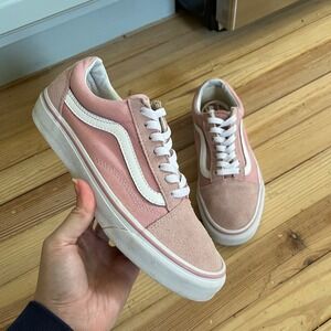 Vans Old‎ Skool Pink Suede Canvas Low Top Sneakers Women's Size 7.5